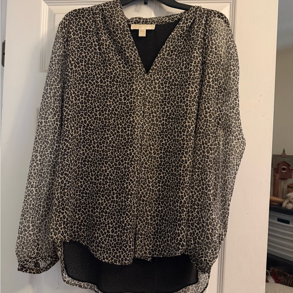 Michael Kors Animal Print Sheer Blouse